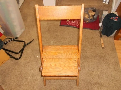 Vintage Snyder ANTIQUE Solid WOOD OAK Wooden Folding Banquet Chair - Image 1 of 4