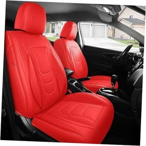 Red Car Seat Covers Full Set - Faux Leather Automotive Seat Protector - Picture 1 of 7