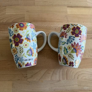 Mr Coffee Floral große Kaffeetasse Becher x2 - Bild 1 von 5