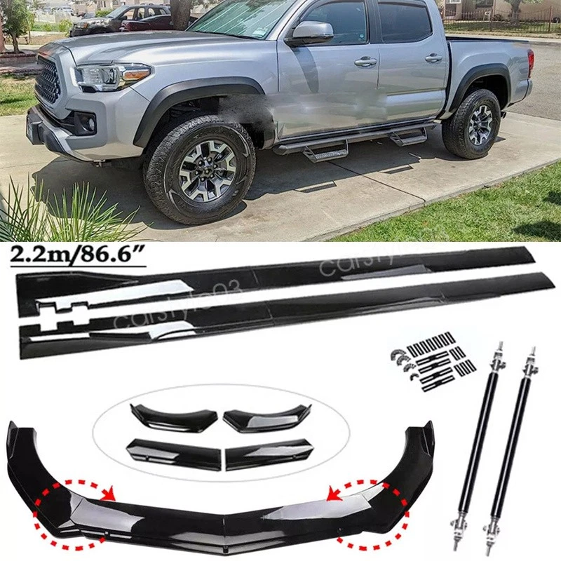 Front Bumper Lip Spoiler Splitter+Side Skirts+Strut Rods For Toyota Tacoma Foto 1 de 4