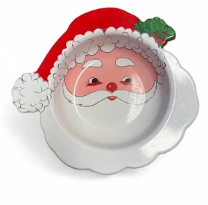 Vintage Ullman geformt Kunststoff Santa Gesicht Weihnachten Party Schüssel Platte Dekor - Bild 1 von 4