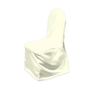50 pc Ivory Polyester Banquet Chair Covers Wedding Reception rm - Picture 1 of 8