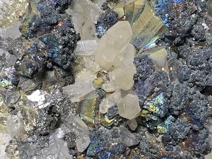 14.170 ct ultra hochwertiges Pfauenerz Pyrit und Quarz Kristall Cluster groß - Bild 1 von 24