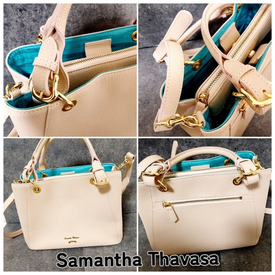 Samantha Thavasa Leather Shoulder Bag Near Mint Black Tote Authentic - Image 1 of 4