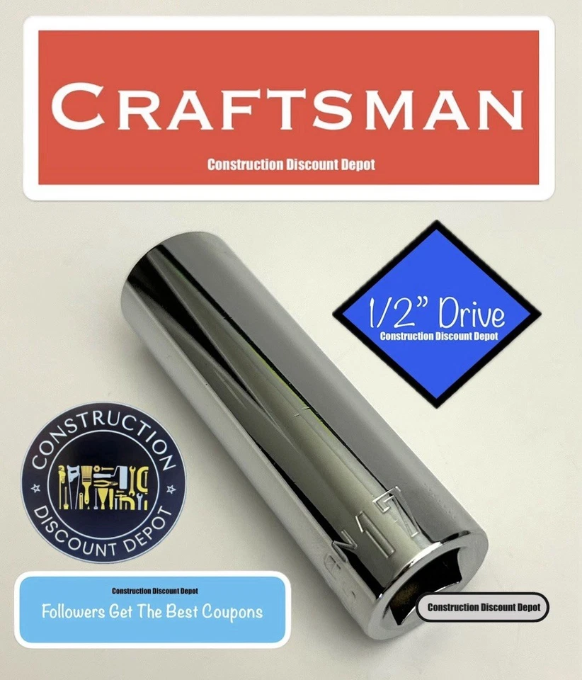 CRAFTSMAN Deep Socket Metric 1/2-Inch Drive 17mm 12-Point CMMT44445 17MM - Image 1 of 1