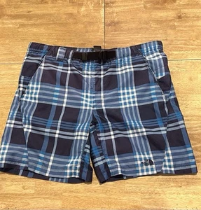 The North Face Mens Swim Suit  Waist 40 Size Medium Blue Plaid Lined Shorts - Picture 1 of 11