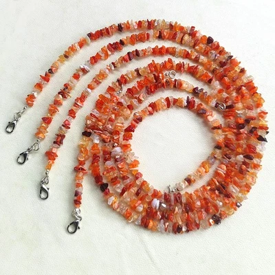 Mexican Orange Fire Opal Gems 5 to 7 mm Smooth Chips Shape Beads 17.5" Necklace - Image 1 of 4