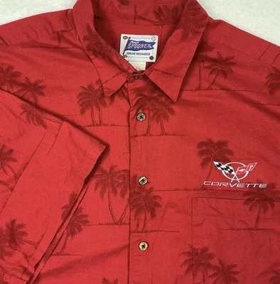 Reyn Spooner Red Short Sleeve Cotton Corvette Hawaiian Button Shirt Mens 2XL - Image 1 of 4