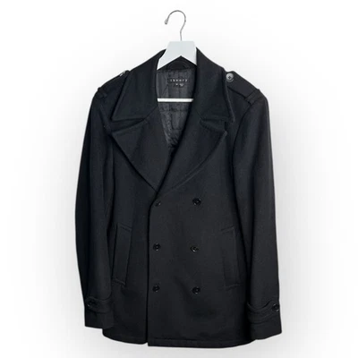 Chaquetón Theory para hombre de felpa loft de lana de doble botonadura en negro talla M Foto 1 de 4