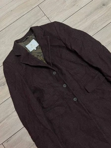 Womens House Of Bruar Wool Tweed Trench Coat Jacket sz UK 12 Burgundy Chest 38in - Picture 1 of 8