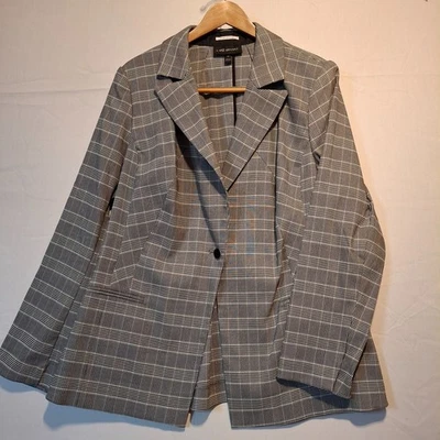 Blazer Lane Bryant Talla 18 Gris Cuadros The Bryant Blazer Cierre de Un Botón Nuevo sin Etiquetas Foto 1 de 4