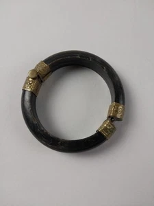 Bracelet Bangle Ox Horn W Brass Hinges Pull Pin Closure Jewelry Handmade - Picture 1 of 16