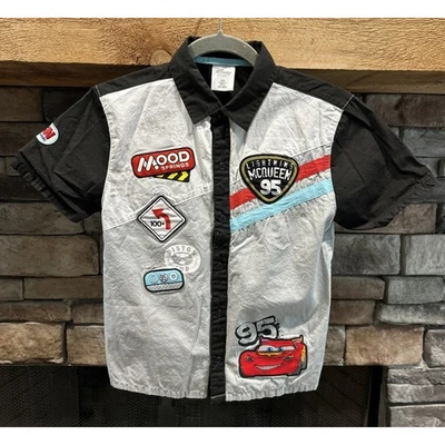 Boys Disney Store Cars Lightning McQueen Short Sleeve Button Shirt Sz 9 / 10 *A3 - Image 1 of 4