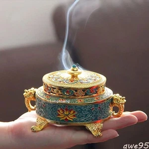 Chinese Antique Cloisonn É Alloy Colorful Health Incense Burner 5.2 Inches - Picture 1 of 4