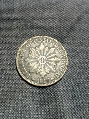 Uruguay 1857 5 Cinco Centesimos Cinco Centesimo Moneda Moneda Cobre Antiguo  Foto 1 de 2