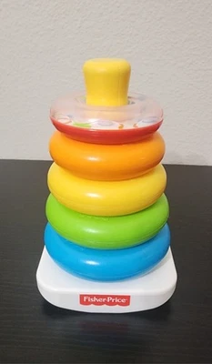 Fisher-Price Rock-A-Stack 5 Anillos Arco Iris Anillos Apilables Juguete Bebé Niño 6+m Foto 1 de 4
