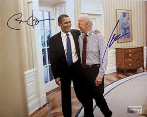 Barack Obama & Joe Biden President Hand Signed Auto 10x8 Photo With COA - Picture 1 of 6