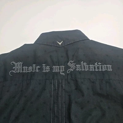 Vintage Fender Shirt Mens XL Black Music is My Salvation Embroidered - Image 1 of 4