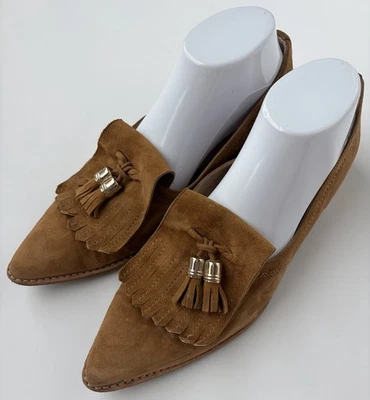 Stuart Weitzman Women's Avatass Camel Brown Suede Kiltie Tassel Loafers Sz 9.5 - Image 1 of 4