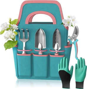 6 Pcs Garden Tool Set, Gardening Hand Tools Aluminum Alloy Starter Kit with Gard - Picture 1 of 12