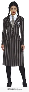 Ladies Halloween Gothic Student Fancy Dress Costume Wednesday type Outfit fg - Picture 1 of 3