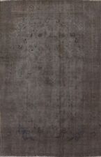Overdyed Distressed Gray Area Rug 8x11 Hand-knotted Wool Traditional Carpet
