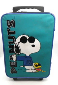 Vtg Peanuts Snoopy Joe Cool Woodstock Travel Roller Luggage Bag Suitcase - Picture 1 of 17