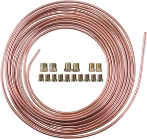 25 Ft. 3/16 OD Copper-Nickel Coated Alloy Brake Line Tubing Kit 3/16" X 25' with - Picture 1 of 12