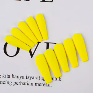 20 PCS Matte Long Coffin False Nails Matte Press on Nails Tips Acrylic Extension - Picture 1 of 28