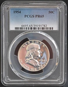 PR65 1954 PCGS GRADED FRANKLIN SILVER HALF DOLLAR PROOF UNCIRCULATED RARE COIN - Picture 1 of 6