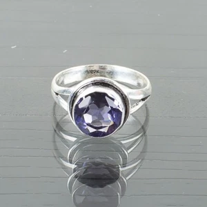 Joyería de piedras preciosas de iolita de plata de ley 925 tamaño de anillo para niñas - Imagen 1 de 8