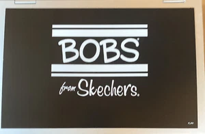 BOBS FROM SKECHERS 7"x11" Department Store Display Shoe Brand Sign Black/White - Picture 1 of 1