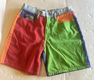 Vintage 90s Multicolored Denim Shorts Steel Jeans Size 11 - Picture 1 of 7