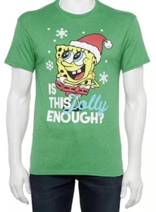 Nickelodeon Sponge Bob Square Pants This Jolly Enough Christmas Mens T-Shirt L - Picture 1 of 2