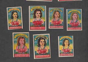 3 alte Streichholzetiketten Indien WW265 Lotus Lady  - Bild 1 von 1