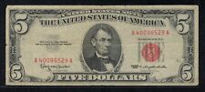 1963 $5 Red Seal United States Note Circulated S/N A40098529A