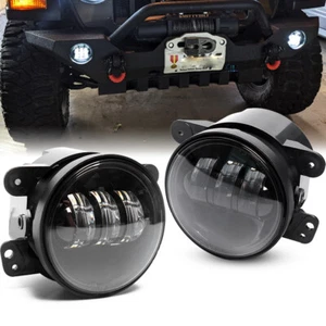 Pair 4 Inch Round LED Fog Lights 6000K Driving Lamp For Jeep Wrangler JK TJ CJ - Foto 1 di 12