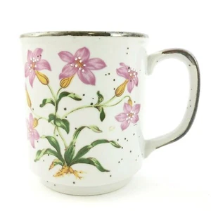 Vintage Hearthside Stoneware Coffee Mug Buffet Ware Cup Pink Flowers #551 Japan - Picture 1 of 6