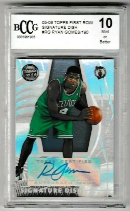 2005-06 Topps First Row Signature Dish111/190 Ryan Gomes #SD-RG Auto RC BCCG 10 - Image 1 of 1