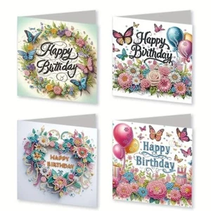 4 pz kit biglietti di auguri compleanno arte diamante fai da te 5D per adulti - Foto 1 di 6