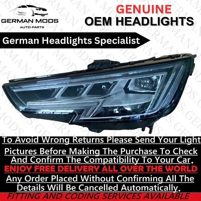 AUDI A4 S4 RS4 B9 2016 LED Matrix Headlight LEFT/PASSENGER/NEAR Side GENUINE OEM - Image 1 of 4