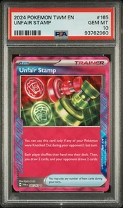 2024 POKEMON TWM EN-TWILIGHT MASQUERADE #165 UNFAIR STAMP PSA 10 - Picture 1 of 2