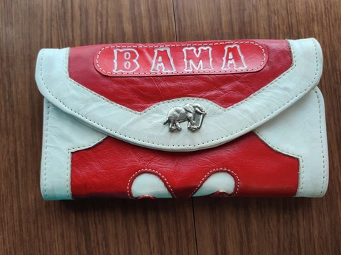 Vintage Bama Alabama Crimson Tide Red & White Leather Wallet Cover