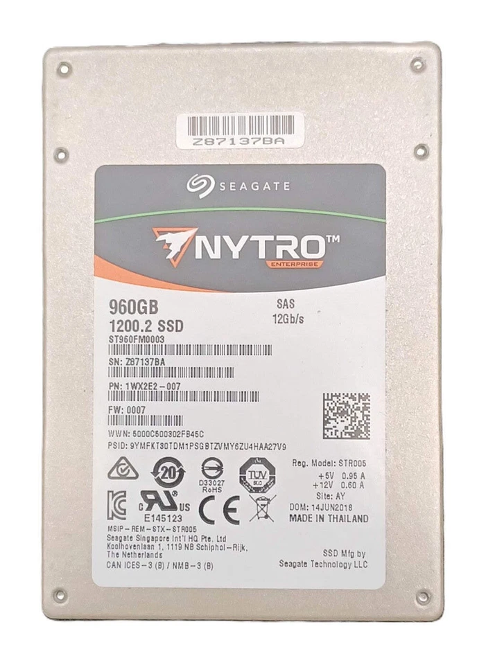 Seagate Nytro 1200.2 960GB SAS 12Gb/s Enterprise-Class SSD ST960FM0003 - Image 1 of 3
