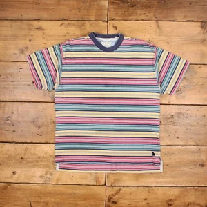 Vintage All Over Print T Shirt M 90s American Eagle Stripe Multicoloured Tee - Picture 1 of 7