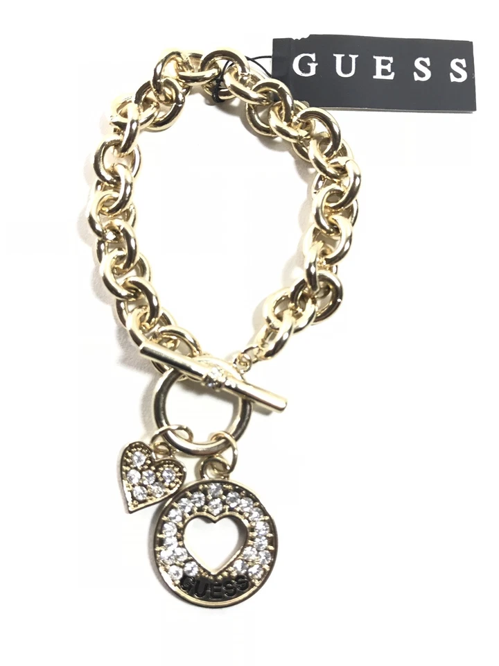 Pulsera Guess Oro Corazón Recortado Dije Palanca con Estrás Foto 1 de 1