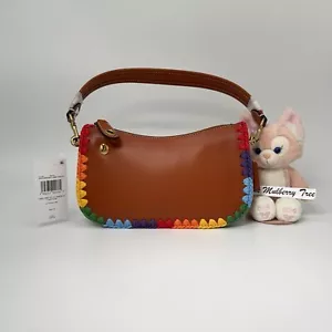 Bolso Coach Swinger 20 con arco iris hilo de ganchillo correa de asa de cuero cremallera superior nuevo con etiquetas - Imagen 1 de 11