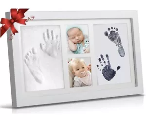 Baby Handprint Footprint Picture Frame Clay Kit Newborn Hand & Foot Prints Gift - Picture 1 of 6