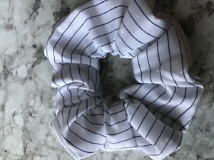 Pinstripe blue ELASTIC bracelet Oxford shirt Scrunchie top knot stocking stuffer - Picture 1 of 1