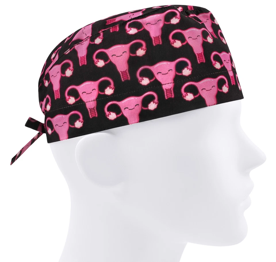 Scrub caps men, surgical cap, scrub hats, uterus nurse hat, OB GYN - Image 1 of 3